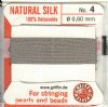 2 Meters of #4 Gray Griffin Silk Cord with Fixed Needle